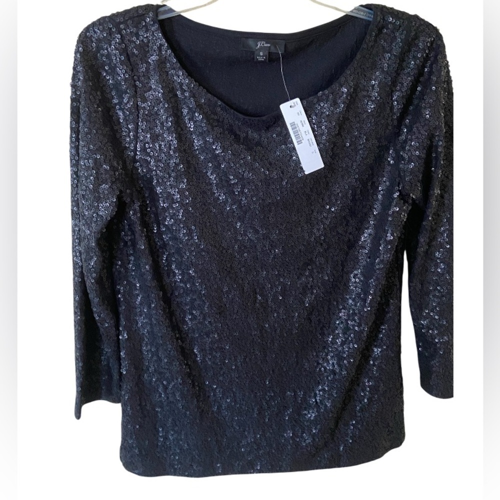 J. Crew Shimmering Black Sequin Blouse NWT size S